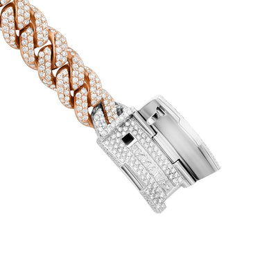 Diamond Encrusted Flowerset Cuban in 14k Two Tone Gold 16.47 Ctw
